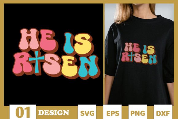 Retro Groovy He is Risen Jesus SVG Graphics for T-Shirt Designs