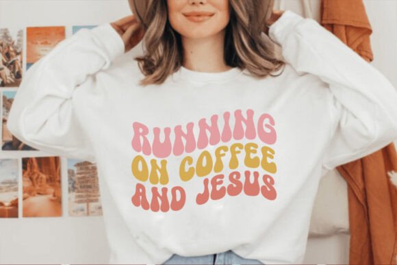 Running on Coffee and Jesus Retro SVG: Graphics & Freebies