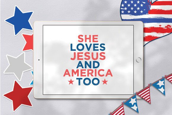 She Loves Jesus and Merica Too Graphics for T-Shirt Designs
